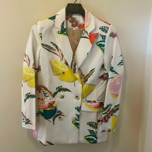 Womens Long Sleeve Double Breasted Blazer Button Print Coat